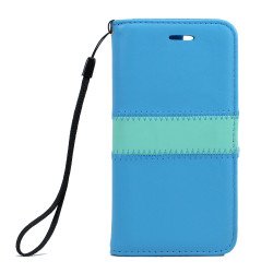 iPhone 7 Plus Magnetic Flip Leather Wallet Case (Blue)